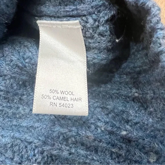 Banana Republic Wool Camel Hair Sweater Mens M Blue Gray 1/4 Zip Preppy - Picture 10 of 12